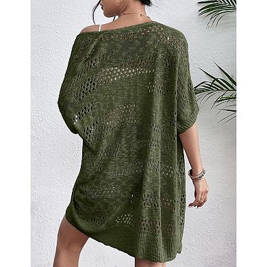 Zeagoo Women's Lightweight Crochet Knit Cardigan Boho Short Sleeve Open Front Oversized Tops