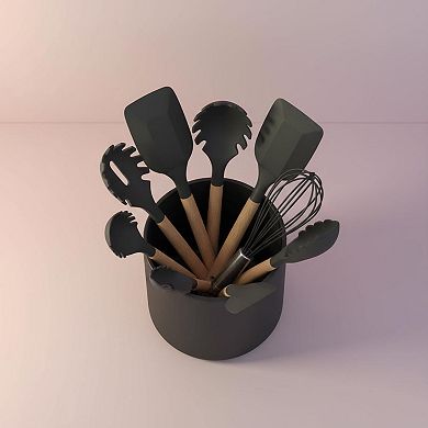 Black Kitchen Utensil Holder Ceramic Large Countertop Storage Decor