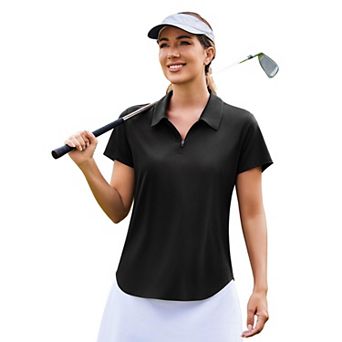 PINSPARK Women's Short Sleeve V-Neck Golf Polo Quick Dry Pickleball Tennis Shirt