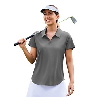 PINSPARK Women's Short Sleeve V-Neck Golf Polo Quick Dry Pickleball Tennis Shirt