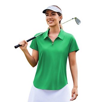 PINSPARK Women's Short Sleeve V-Neck Golf Polo Quick Dry Pickleball Tennis Shirt