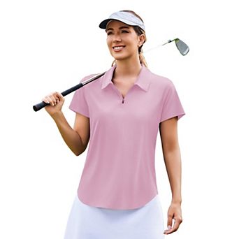 PINSPARK Women's Short Sleeve V-Neck Golf Polo Quick Dry Pickleball Tennis Shirt