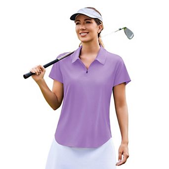 PINSPARK Women's Short Sleeve V-Neck Golf Polo Quick Dry Pickleball Tennis Shirt