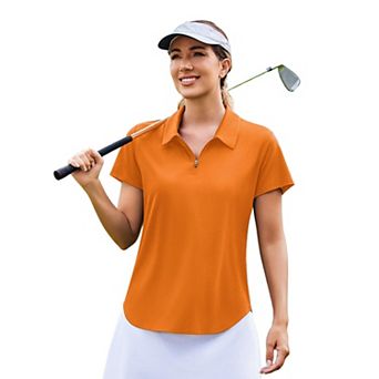PINSPARK Women's Short Sleeve V-Neck Golf Polo Quick Dry Pickleball Tennis Shirt