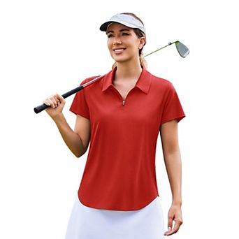 PINSPARK Women's Short Sleeve V-Neck Golf Polo Quick Dry Pickleball Tennis Shirt
