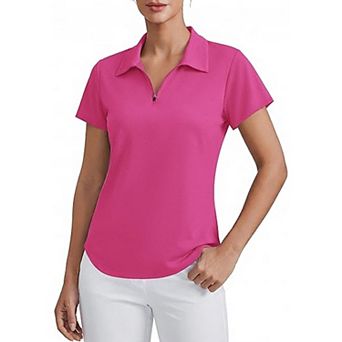 PINSPARK Women's Short Sleeve V-Neck Golf Polo Quick Dry Pickleball Tennis Shirt