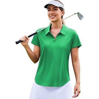 PINSPARK Women's Short Sleeve V-Neck Golf Polo Quick Dry Pickleball Tennis Shirt