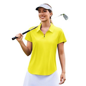 PINSPARK Women's Short Sleeve V-Neck Golf Polo Quick Dry Pickleball Tennis Shirt
