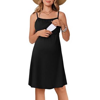Ekouaer Womens Sleeveless Nursing Dress Summer Breastfeeding Dresses Adjustable Strap Maternity