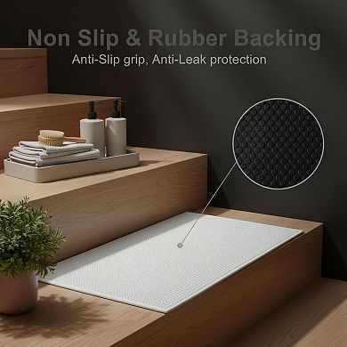 Non Slip Bath Mat Chenille Absorbent Quick Dry Rubber Backed Ultra Thin Washable