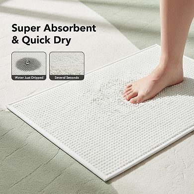 Non Slip Bath Mat Chenille Absorbent Quick Dry Rubber Backed Ultra Thin Washable