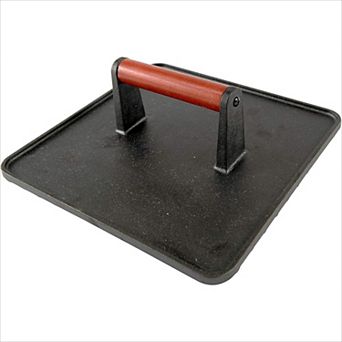 XL 10x10 Inch Cast Iron Grill Press, Heavy-Duty Nonstick with Wood Handle for Smash Burgers BBQ