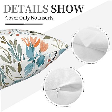 Floral Throw Pillow Covers Set of 2 Decorative Flower Square Pillowcase Pillowcovers for Couch