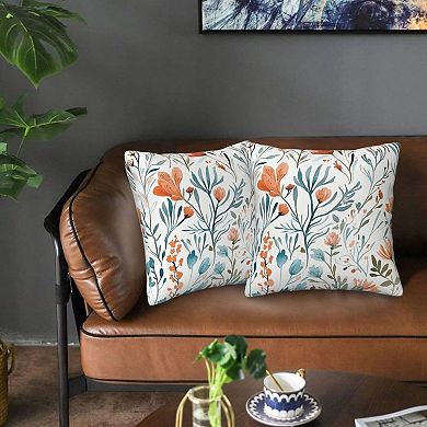 Floral Throw Pillow Covers Set of 2 Decorative Flower Square Pillowcase Pillowcovers for Couch
