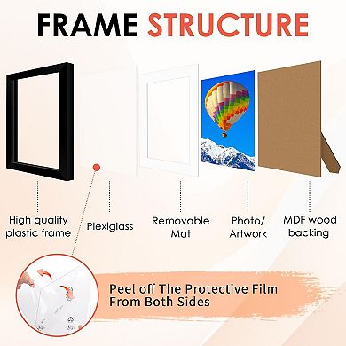 5x7 Picture Frame Set of 6, Frames Bulk with HD Plexiglass,Without Mat, Multi Picture Frames Collage