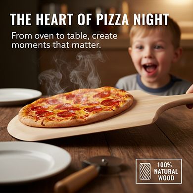 Wood Pizza Peel 24 Inch Overall, 16x14" Blade with 10" Wood Handle