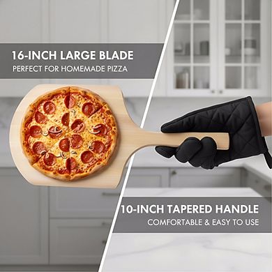 Wood Pizza Peel 24 Inch Overall, 16x14" Blade with 10" Wood Handle