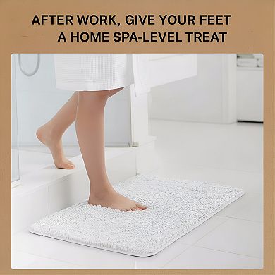 Thick Soft Chenille Bath Rug Absorbent Quick Dry Rubber Backing Washable Shower Floor Mat