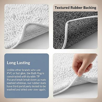 Thick Soft Chenille Bath Rug Absorbent Quick Dry Rubber Backing Washable Shower Floor Mat