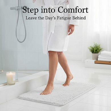 Thick Soft Chenille Bath Rug Absorbent Quick Dry Rubber Backing Washable Shower Floor Mat