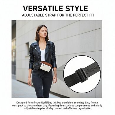 Women's Mini Crossbody Belt Bag, Leather Fanny Pack with Adjustable Strap