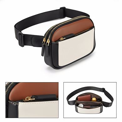 Women's Mini Crossbody Belt Bag, Leather Fanny Pack with Adjustable Strap