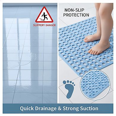 Non-slip Bathtub Mat Extra Soft TPE Machine Washable Drainage Holes