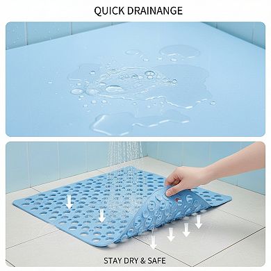 Non-slip Bathtub Mat Extra Soft TPE Machine Washable Drainage Holes