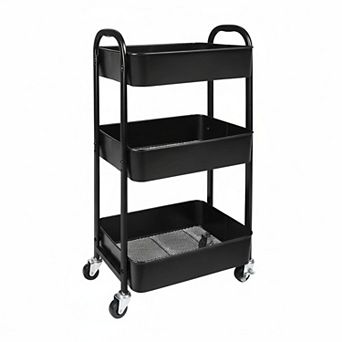 3 tier Rolling Utility Cart with Caster Wheels Easy Assembly for Kitchen Bathroom