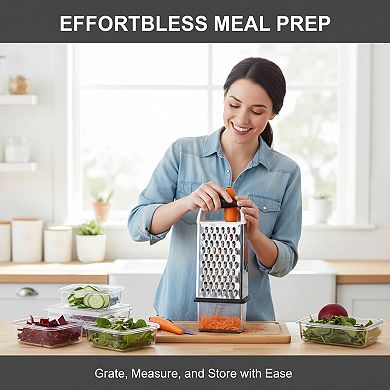 Stainless Steel Box Grater Four Sided with Multiple Cutting Options