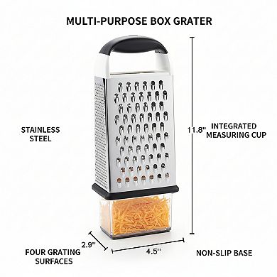 Stainless Steel Box Grater Four Sided with Multiple Cutting Options