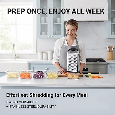 Stainless Steel Box Grater Four Sided with Multiple Cutting Options