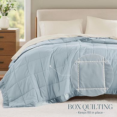 Down Alternative Blanket, Moisture Wicking Treatment, Lightweight and Soft Bed Cover For All Season