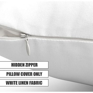 Decorative Throw Pillow Covers Set of 2, Double-Sided White Linen Green Silver Grey Pillow Cases