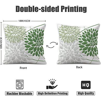 Decorative Throw Pillow Covers Set of 2, Double-Sided White Linen Green Silver Grey Pillow Cases