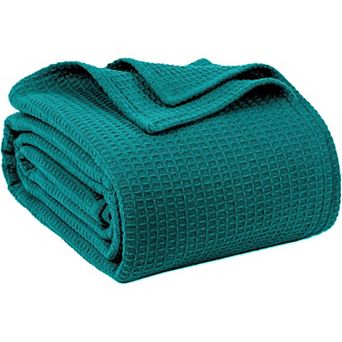 Cotton Blankets Queen Size for Bed - Waffle Weave Blankets for Summer, Lightweight and Breathable
