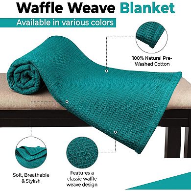 Cotton Blankets Queen Size for Bed - Waffle Weave Blankets for Summer, Lightweight and Breathable