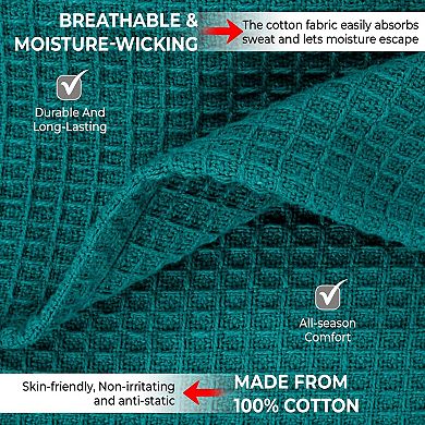 Cotton Blankets Queen Size for Bed - Waffle Weave Blankets for Summer, Lightweight and Breathable