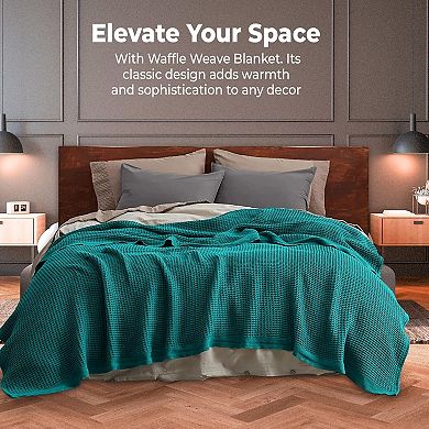 Cotton Blankets Queen Size for Bed - Waffle Weave Blankets for Summer, Lightweight and Breathable