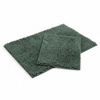 Bathroom Rugs Chenille Bath Mat Set Non Slip Quick Dry Machine Washable Plush