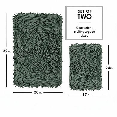 Bathroom Rugs Chenille Bath Mat Set Non Slip Quick Dry Machine Washable Plush