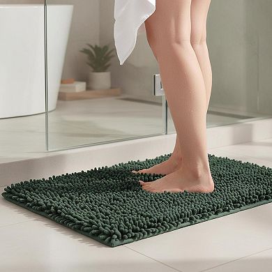 Bathroom Rugs Chenille Bath Mat Set Non Slip Quick Dry Machine Washable Plush