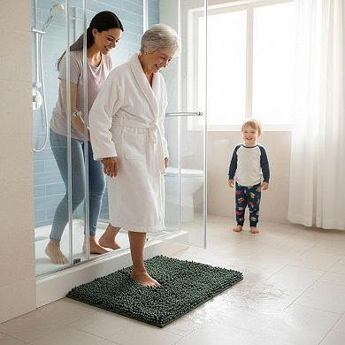 Bathroom Rugs Chenille Bath Mat Set Non Slip Quick Dry Machine Washable Plush