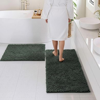 Bathroom Rugs Chenille Bath Mat Set Non Slip Quick Dry Machine Washable Plush