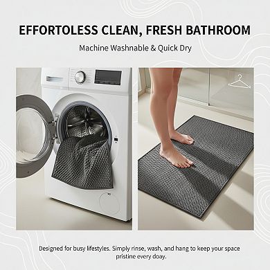 Non Slip Washable Bathroom Rug Super Absorbent Quick Dry Low Pile Bath Mat