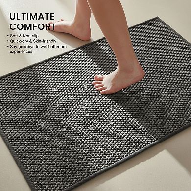 Non Slip Washable Bathroom Rug Super Absorbent Quick Dry Low Pile Bath Mat