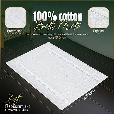 6 Pack Cotton Bath Mats 687 GSM Soft Absorbent Machine Washable OEKO TEX Certified