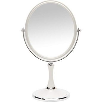 Vintage 8" Double Sided Vanity Mirror, 1X/3X Magnification Silver Oval with Stand
