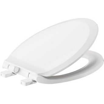 White Elongated Toilet Seat Soft Close, Transitional Style Easy-Clean Hinges