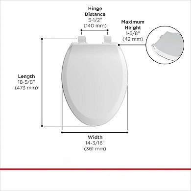 White Elongated Toilet Seat Soft Close, Transitional Style Easy-Clean Hinges